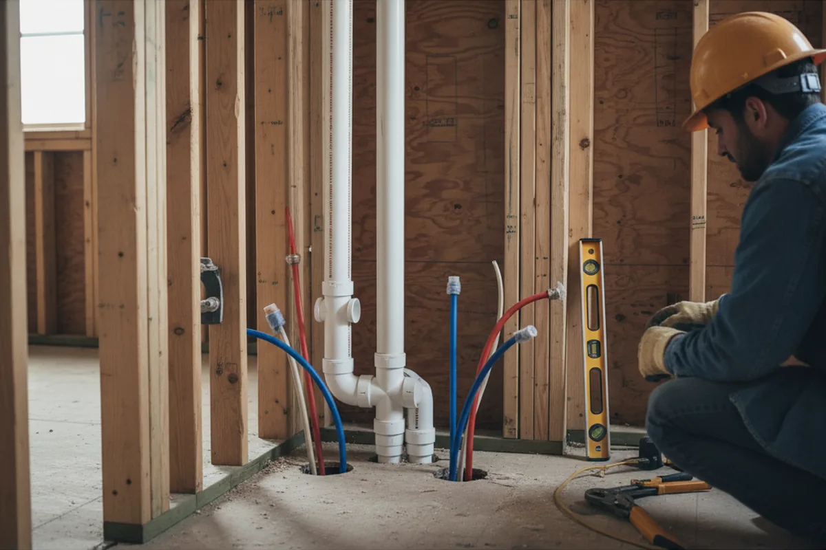 Drain and supply rough-in during Sump Pump Repair in Bucyrus